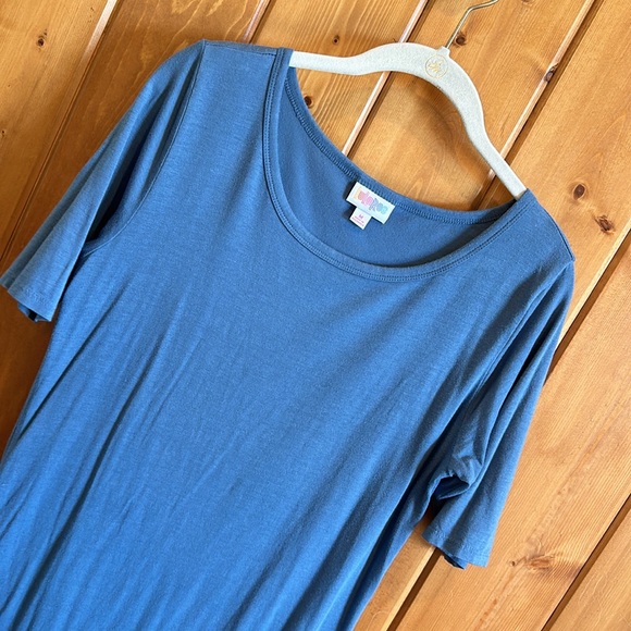 Lularoe T-shirt dress summer fun blue short sleeve Medium - Picture 3 of 7